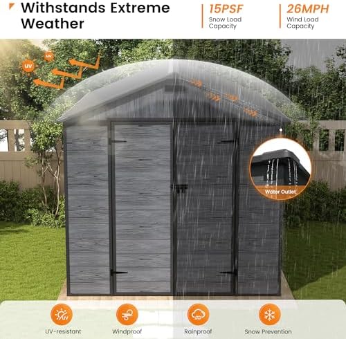UDPATIO 7.5x10 FT Outdoor Resin Storage Shed,Plastic Shed with Floor - Image 3