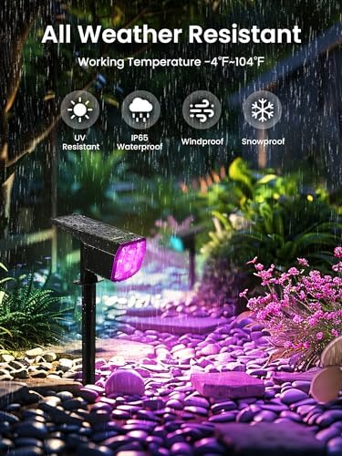 AUDERWIN Solar Spot Lights Outdoor Waterproof, 1 Pack, RGB - Image 4