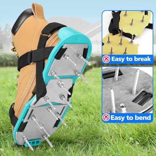 Lawn Aerator Shoes for Grass - Pre-Assembled Grass Aerator Shoes for Lawn - Soil Yard Aerator Tool for Aerating Patio Garden, Green, Medium Size - Image 3