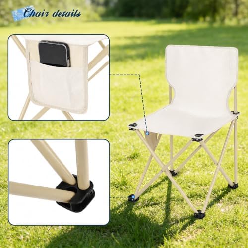 Camping Table with 4 Chairs, Portable Folding Picnic Table Set-Beige - Image 6