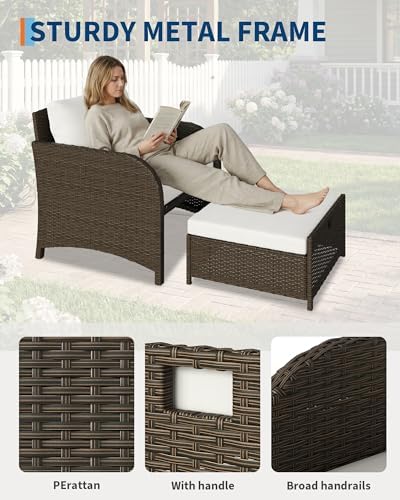 Garvee 5-Piece Outdoor Patio Conversation Set with Hidden Ottomans - Image 3