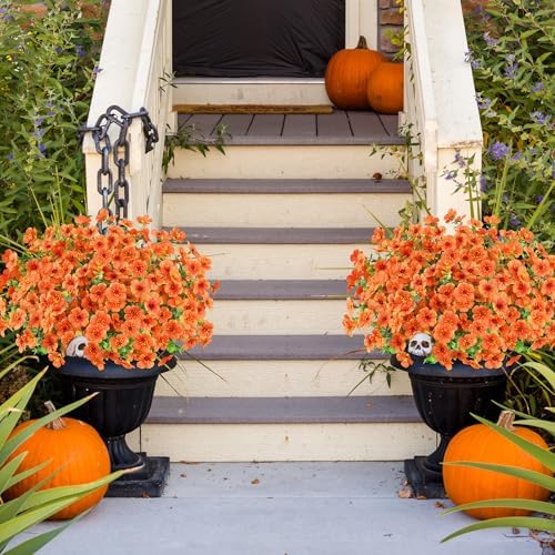 AGIRL Artificial Fall Flowers Outdoor,UV Resistant Fake Mums Porch Decor - Image 4