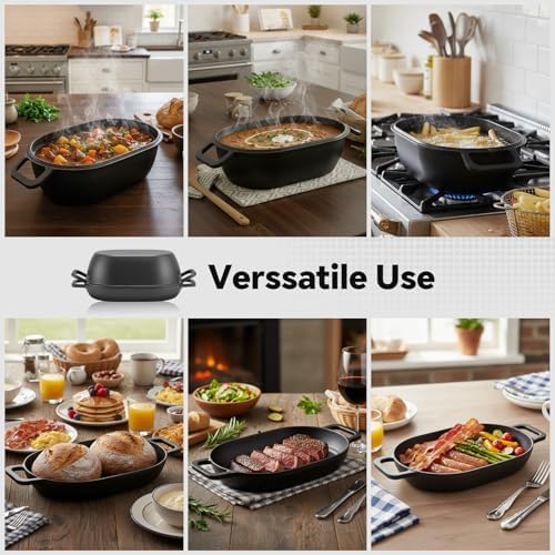 Northriver Casting 12"x8" Oval Cast Iron Dutch Oven for Bread Baking，Pre-Seasoned Combo Cooker with Lid, Perfect for Sourdough, Artisan Loaves & Family Meals,5 Qt - Image 5