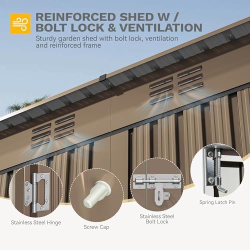 DWVO 9'x 4' Outdoor Storage Shed with Lockable Doors & Air Vents - Image 6