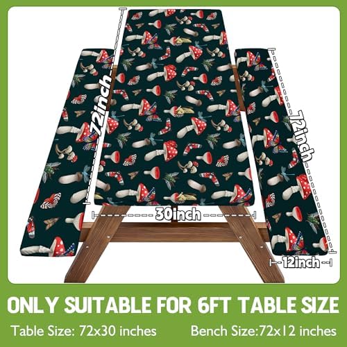 Picnic Table Cover with Bench Covers Elastic Tablecloth Camping Essentials Table Cloth Outdoor Glamping Cool Fun Unique Ideas Birthday Camping Gifts for Mother Mama Mommy Mom from Daughter Son Black - Image 2