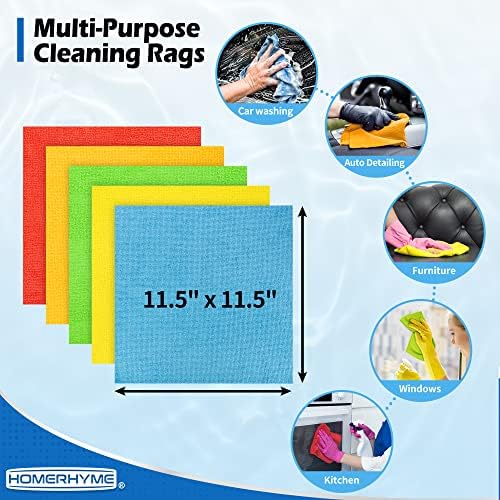 Microfiber Cleaning Cloth, 100 Pack Cleaning Rags Microfiber Towel Bulk Absorbent Lint-Free Wash Cloths, All-Purpose Shop Towels for Cars, Automotive, Garage, Home & Kitchen 11.5"*11.5" - Image 6