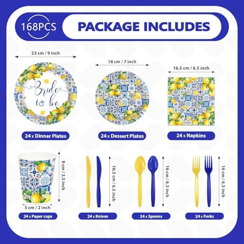 168Pcs Lemon Bridal Shower Citrus Fruit Party Decor Serves 24 - Image 2