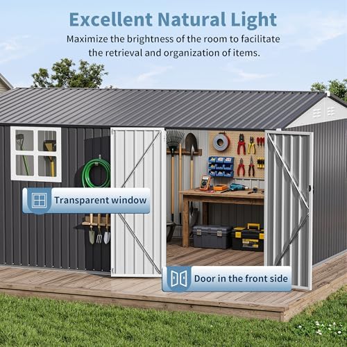AirWire 14x10 FT Outdoor Metal Storage Shed with Window - Image 5