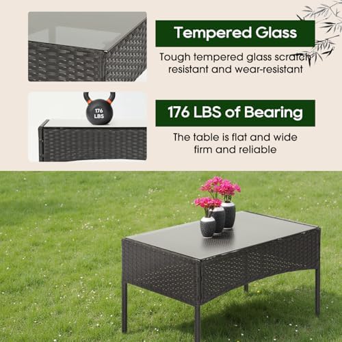 FDW 4-Piece Patio Furniture Set | Black | Outdoor Wicker Furniture - Image 6