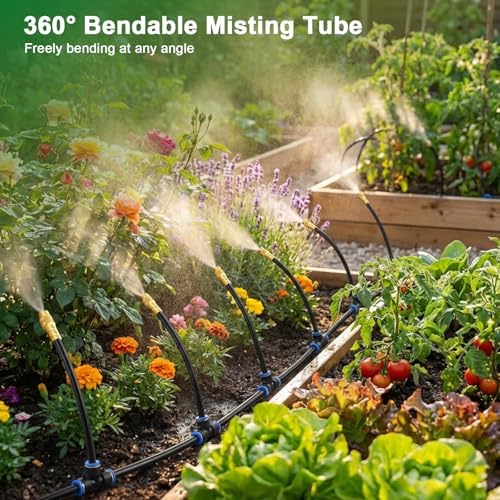 Drip Irrigation System, 2026-Upgrade 100Ft 1/4" Garden Watering System with 24 Pcs 360° Adjustable Copper Nozzles, DIY Kit for Garden, Lawn, Greenhouse, Raised Beds & Outdoor Plants - Image 4