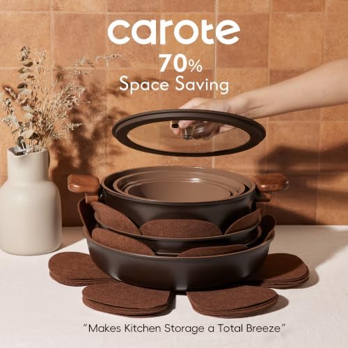 CAROTE 25pcs Ceramic Cookware Set, Pots and Pans Set with Detachable Handle - Image 4