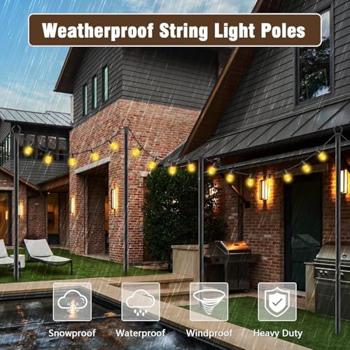 AILBTON 10Ft Exterior Light Poles 8 Pack, Durable Metal Light Posts for Outdoor Use, Equipped with Fixed Brackets for Yard, Terrace, Backyard and Garden Decor - Image 5
