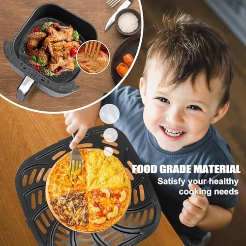 GWY Air Fryer Replacement Tray for Gourmia GAF856 GAF826 Air Fryer, Nonstick 9.8''*9.8'' square Air Fryer Replacement Parts Rack Grill Pan Grill Plate Crisper Plate for Gourmia 8QT Air Fryer - Image 6