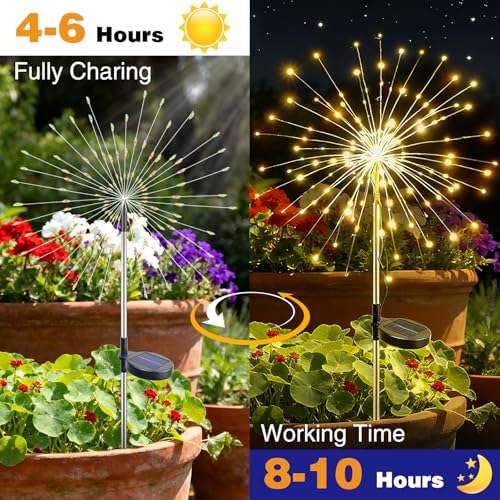 btfarm 1 Pack Solar Garden Lights Outdoor, 8 Modes Firework Lights Outside - Image 5