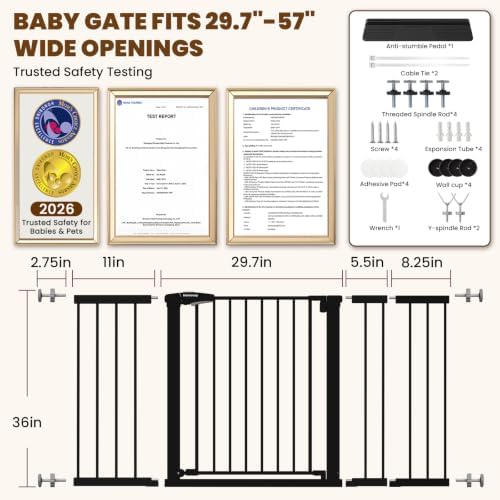 Mumeasy 29.7-57" Extra Wide Baby Gate,Dog Gate Indoor for Doorways & Stairs - Image 2