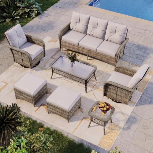 Aoxun 7-Piece Wicker Outdoor Patio Furniture Set with Thick Cushions by Aoxun
