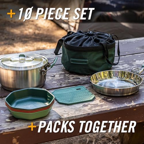 Gerber Gear ComplEAT Cook Set - Dishwasher-Safe Camping Cookware for Outdoor Cooking - Includes Saute Pan, Stock Pot, 4 Plates, 4 Bowls, Mixing Bowl & More - Image 6
