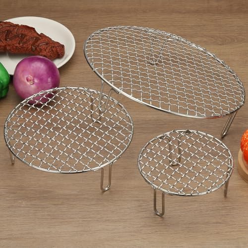 uxcell 6 Inch Round Cooking Rack, Stainless Steel Canning Racks with Legs, Barbecue Mesh Grill for Baking Cooling Steaming Cookware - Image 5
