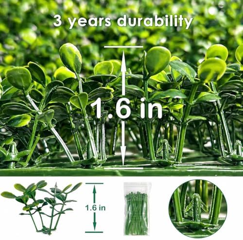 Bybeton Artificial Grass Wall Panel,10"x 10"(12Pcs) Boxwood Faux Green Wall Panels for Interior Wall, Backdrop Wall,Garden Wall and Indoor Outdoor Plant Wall Decor - Image 2