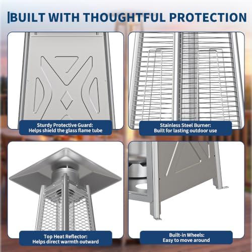 Garvee 42,000 BTU Propane Pyramid Patio Heater, Silver, Stainless Steel - Image 5