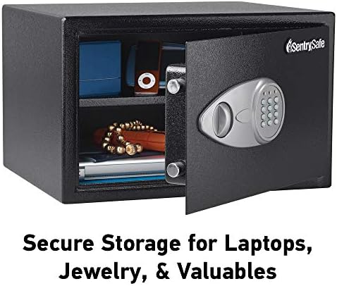 SentrySafe Black Home Safe with Shelf and Digital Keypad, Large Safe for Laptop, Documents, Money, Exterior: 10.6 x 16.9 x 14.6 Inches, X125 - Image 4