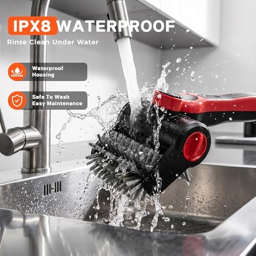 Electric Grill Brush with Water Spray System, Cordless BBQ Grill Cleaner, Rechargeable Power Scrubber for Gas, Charcoal & Pellet Grills, IPX8 Waterproof Grill Cleaning Brush with Scraper & Case - Image 5
