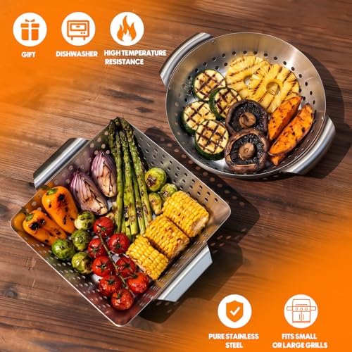 onlyfire 3 Pack Stainless Steel Grill Baskets Set for Grill & Smokers - Image 5