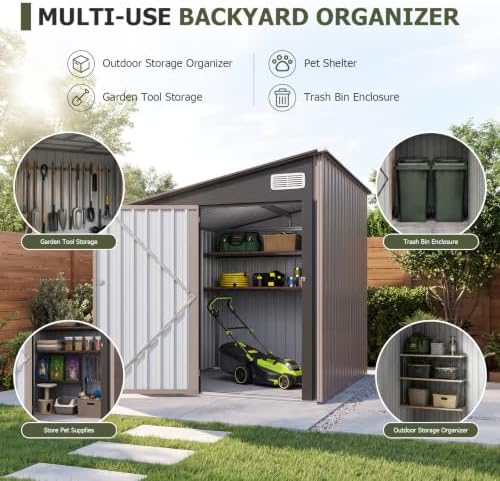 Aoxun 8x6 FT Lean to Outdoor Storage Shed with Sloping Roof - Image 3