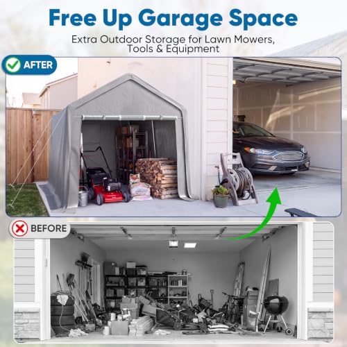 Quictent 8x12FT Long Storage Shelter Portable Shed with Roll-Up Door&Vents - Image 5
