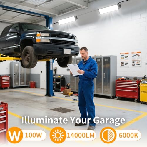 14000LM 100W LED Shop Lights, Plug in Garage Light for Workbench, 2 Pack - Image 2