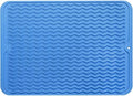 MicoYang Silicone Dish Drying Mat — Quick-Dry Ridges Counter & Sink Pad, Heat-Resistant Trivet to 450°F, Non-Slip & Dishwasher Safe, Roll-Up Storage, 18 Colors & 9 Sizes (Lichen Blue, 16"×12") by MicoYang