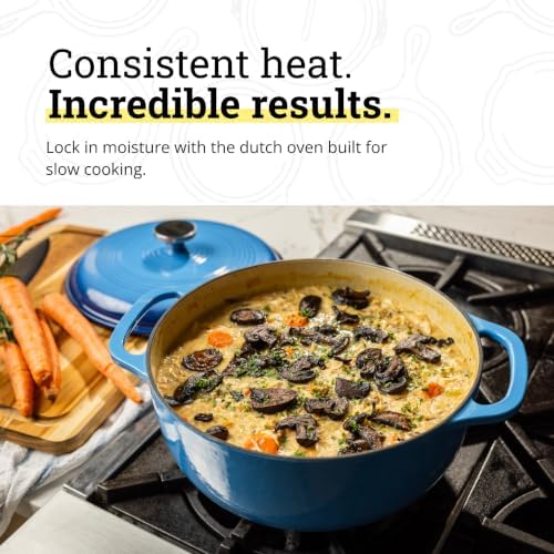 Lodge Essential Enamel Cast Iron Dutch Oven, 7.5 Quart, Caribbean Blue - Image 3