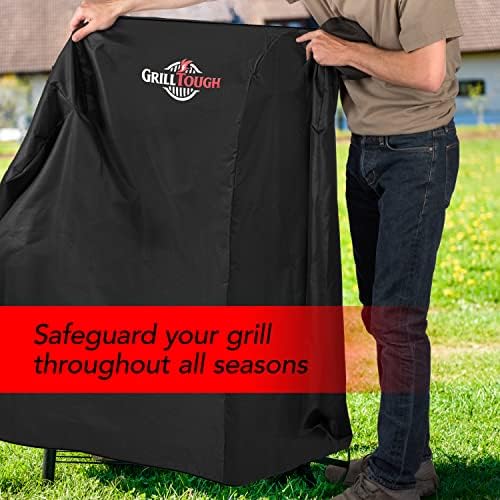 GrillTough Heavy Duty Smoker Cover, Adjustable Straps, 30 Inch Black - Image 6