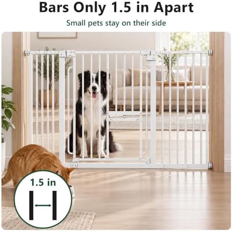 Extra Wide Dog Gate with Adjustable Cat Door, 29.5-48 in,White - Image 5
