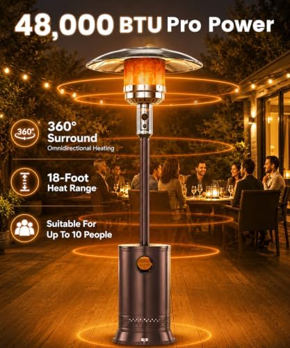 FOOWIN Patio Heater 48,000 BTU Outdoor Propane Heater with Wheels - Image 7