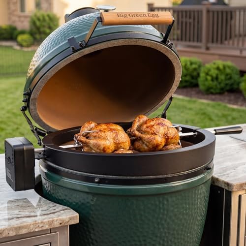 Rotisserie Accessory Attachment for Large Big Green Egg & Kamado Joe 18-inch Classic Joe, Complete Grill Accessory with 120V Motor, Stainless Steel Rotisserie Rod & Forks, Heavy Duty Iron Frame - Image 7