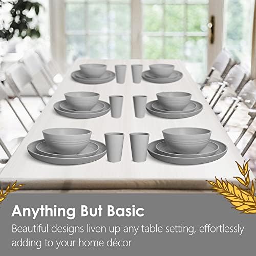 Teivio 32-Piece Plates and Bowls Sets for 8, Gray Kitchen Dinnerware Sets - Image 7