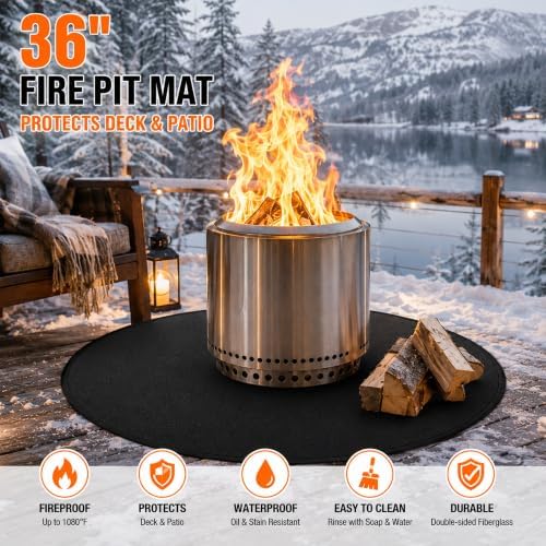 36" Fire Pit Mat for Solo Stove Bonfire, Round Fireproof Under Grill Mats for Outdoor Grill, Patio Protector Pad, Round BBQ Mat, Solo Stove Accessories - Image 2