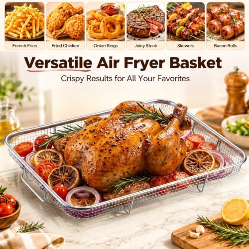 TeamFar 15.4 Inch Air Fryer Basket for Oven, Air Fryer Rack, 2 Pieces - Image 6