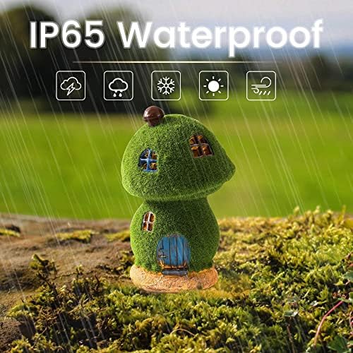 Mushroom Fairy House Decor - Figurine Lights Outdoor Solar Fairy Garden House for Patio Lawn Yard Ornaments, Housewarming Gift 7.4 inch - Image 5