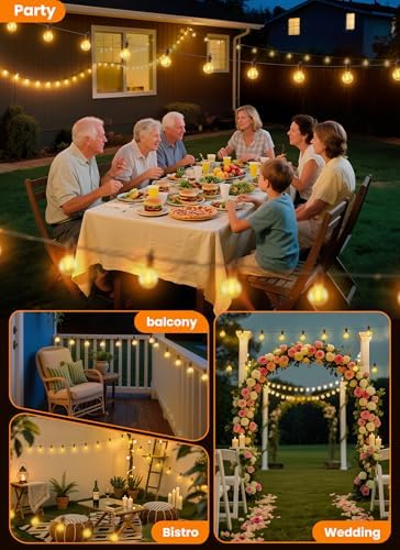Outdoor String Lights, 200FT 100 LED Bulbs String Lights, IP65 Waterproof Connectable G40 Outside Patio Light for Backyard Porch Balcony Garden Decor Christmas Camping Gazebo - Image 5