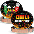 50PCS Chili Cook Off Oval Paper Plates Large 11" Disposable Red Hot Chili Contest Platter Party Decoration Dish Tray for Mexican Fiesta Chili Cooking Competition Supplies for Chili Party Tableware Set by Qyeahkj