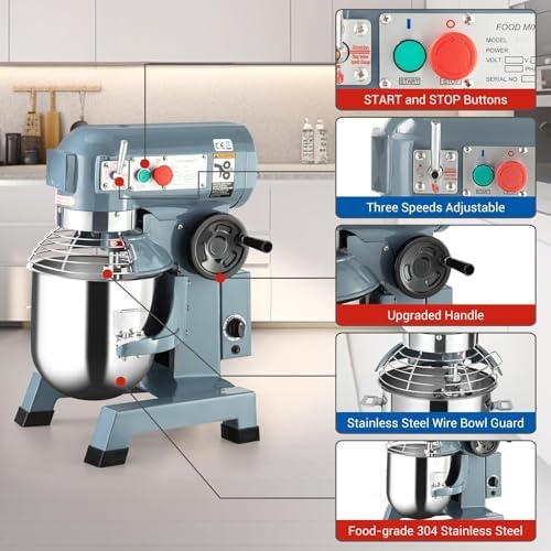 Commercial Food Mixer 30QT, Commercial Mixer with 3 Adjustable Speeds, Dough Mixer Timing Function, Commercial Stand Mixer with Stainless Steel Bowl for Schools Bakeries Pizzerias - Image 3