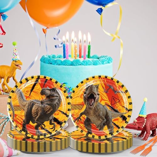 40Pcs Dinosaur Birthday Party Decorations Dino World Dinosaur Plates and Napkins for Boys Dinosaur Birthday Baby Shower Birthday, Suitable for 20 Guests - Image 6