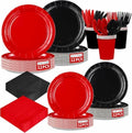 168Pcs Red and Black Party Decorations, Serves 24 by Greencian