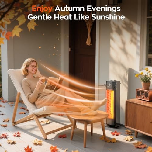 Outdoor Electric Patio Heater, 27-inch Infrared Tower Heater with 1200W Instant Heating, IPX5 Waterproof, Tip-Over & Overheat Protection, Space Heater for Patio Garage Workshop Indoor & Outdoor Use - Image 4