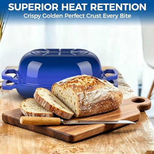 Wildone Enameled Cast Iron Dutch Oven Pot with Lid, Oval Bread Oven - Image 5