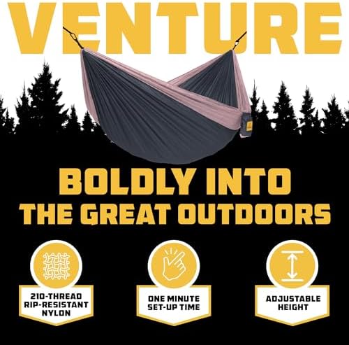Wise Owl Outfitters Hammock for Camping Single Hammocks Gear for The Outdoors Backpacking Survival or Travel - Portable Lightweight Parachute Nylon SO Charcoal Rose - Image 3