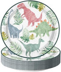WRAPAHOLIC 25Pcs Birthday Paper Plates - 9 Inch Dinosaur Green Plant Disposable Plates Decorative Dinner Plates for Party Tableware Supplies Table Decor by WRAPAHOLIC