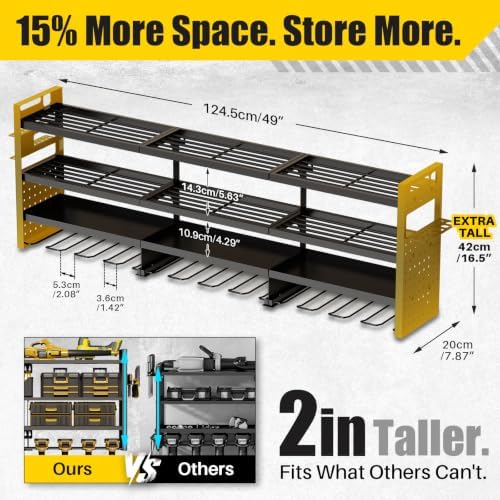 Large 49'' Wide Power Tool Organizer Wall Mount, 4-Tier - Image 3